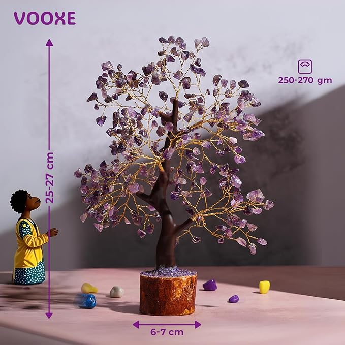 Wisdom Stone Crystal Tree Handmade Healing Gemstone for Home, Office, & Desk Decor Sister Women MOM Birthday Gifts Positive Energy & Good Luck (Wisdom Stone Tree (Amethyst) (Purple)