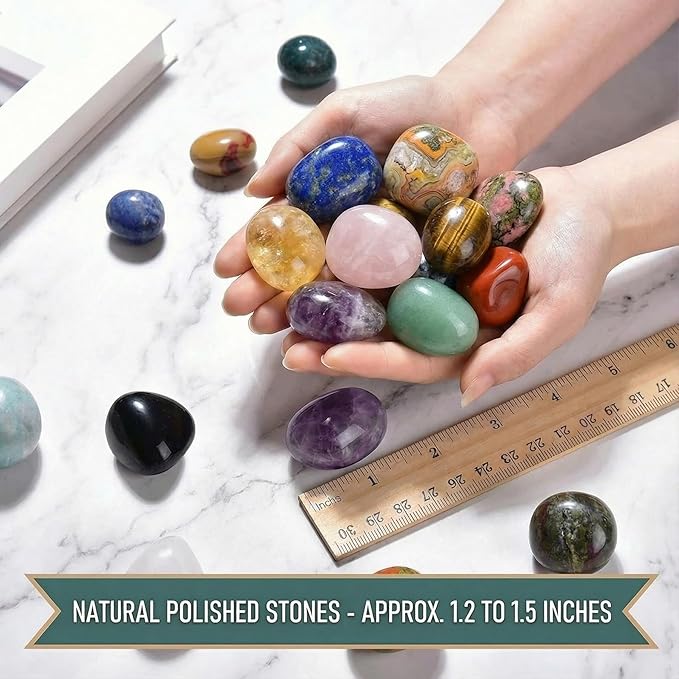 Polished Amethyst Crystal Stones - 2 Pcs of 1.2" Worry Stone for Anxiety, Pocket Palm Stone Super Large Handpicked Natural Tumbled Gemstones for Meditation, Reiki, Chakra Healing, Home Decor