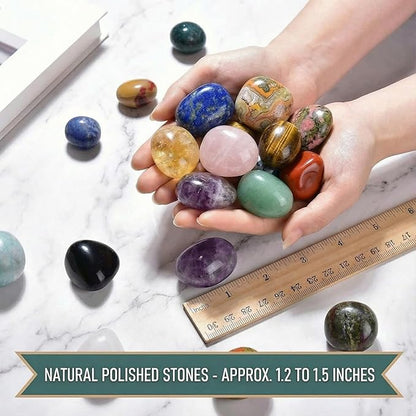 Polished Amethyst Crystal Stones - 2 Pcs of 1.2" Worry Stone for Anxiety, Pocket Palm Stone Super Large Handpicked Natural Tumbled Gemstones for Meditation, Reiki, Chakra Healing, Home Decor