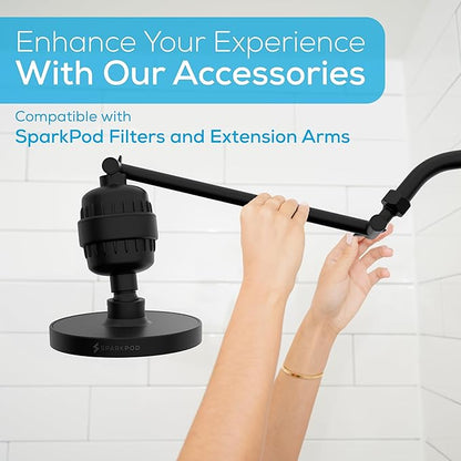 SparkPod Shower Head - High Pressure Rain - Premium Quality Luxury Design - 1-Min Install - Easy Clean Adjustable Replacement for Your Bathroom Shower Heads (Midnight Black Matte, 6 Inch Round)
