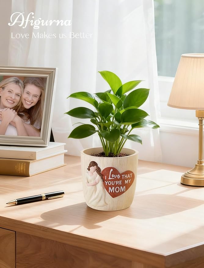 Gardening Gifts for Mom from Daughter: 5.3in Hand-Painted 3D Art Planter - Garden Gifts for Gardening Mom - Meaningful Plant Pot Gifts for Birthday Christmas Mother's Day