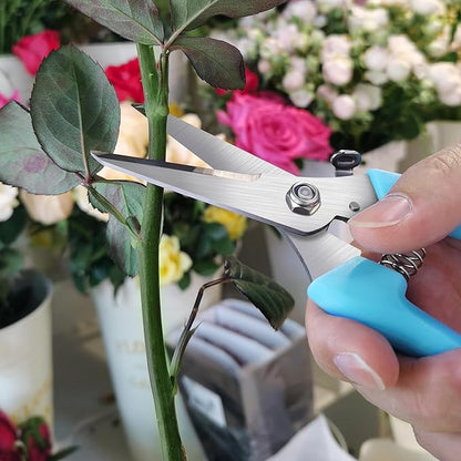 Flower Scissors, 7.6 inch Flower shears Pruning Shears for Beginners, High Strength Steel, Sharp Rust Resistant Floral Scissors with Comfortable Grip Handles, Garden Clippers plant cutter -Blue