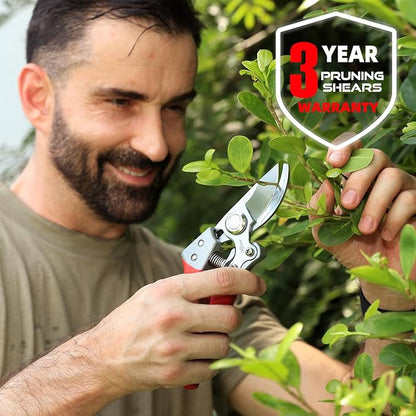 DECERK Professional Bypass Pruning Shears, Ultra Sharp Garden Scissors & Clippers, Effortless 3/4" Branch Clippers