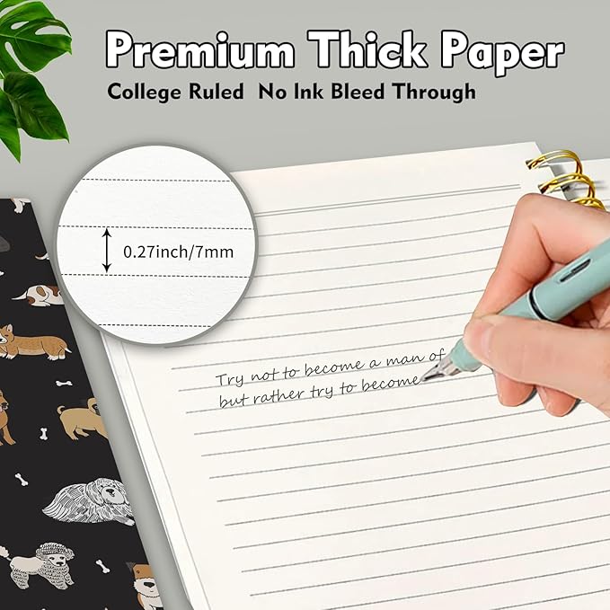 Cute Spiral Journal Notebook,Binding with Premium Paper for Girl Women,Cool Funny 120 Pages,100gsm A5 College Ruled NotebookJournal,Perfect for Gifts Nurse Teacher Women(Cute dogs Black)