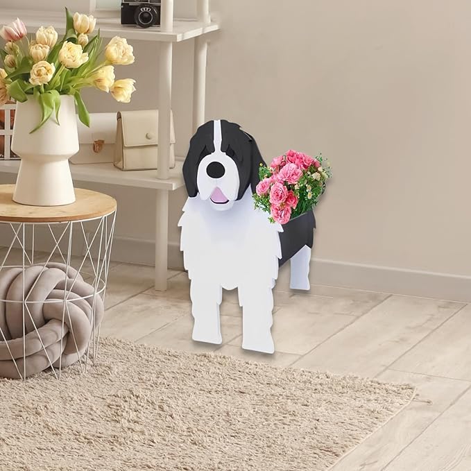 Newfoundland Dog Planter Plant Pots,Cute Dog Flower Planter,Gifts for Pet Lovers,Unique Animal Plant Pots,Office,Indoor Outdoor Garden Decor(9.45 * 6.77 * 13.99in)