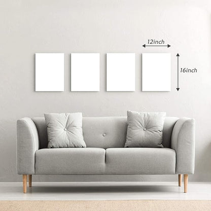 artopia Black and White Botanical Pictures: Grey Leaf Canvas Wall Art, Minimalist Plant Painting for Bathroom, 16"x12" Decor