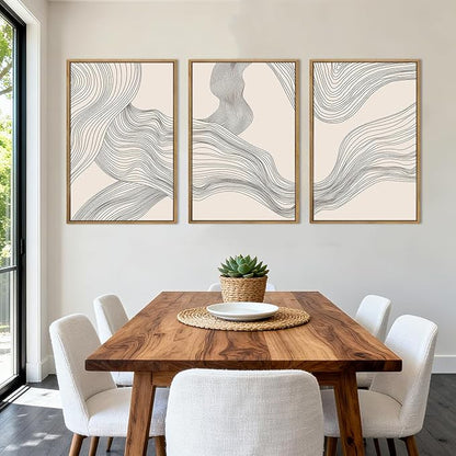Large Modern Minimalist Wall Art Framed Neutral Abstract Wall Decor 24x36 Inch Set of 3 for Living Room Bedroom Dining Room