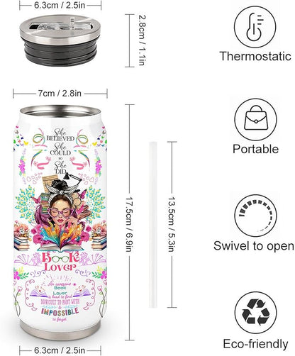 Book Lovers Gifts Stainless Steel Tumbler,Bookish Gifts Coffee Mug with Lid,Bookworm Tumbler,Book Accessories Librarian Gift for Women Girls Daughter 17 Oz