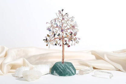 SITUMEIZI Fluorite Crystal Tree 7.09IN Healing Stones Natural Crystals Base Copper Wire Tree Life Reiki Gifts for Women Room Office Desk Decor Spiritual Meditation Energy