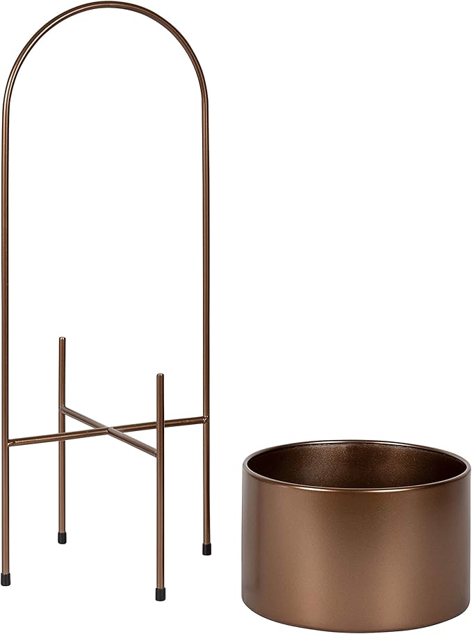 Kate and Laurel Peeto Modern Planter Set, Set of 2, Bronze, Decorative Freestanding Planters for Indoor Plants