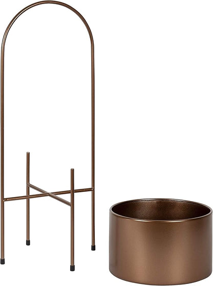 Kate and Laurel Peeto Modern Planter Set, Set of 2, Bronze, Decorative Freestanding Planters for Indoor Plants