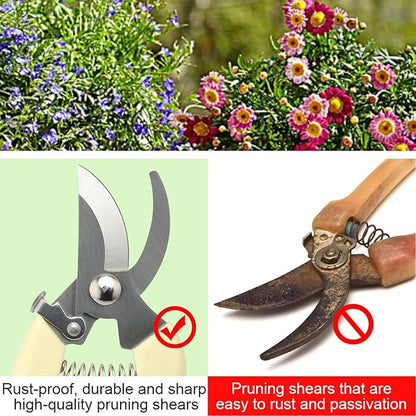 6PCS Premium garden shears, pruning scissors gardening tools, pruners for flower, bushes, rose and fruit tree, use for florist, yard and orchard the plant clippers, sharp steel anvil snips (white, 6)