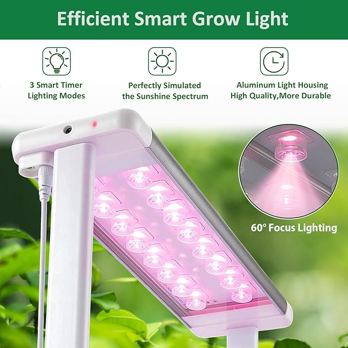 Hydroponics Growing System kit with Trellis,Smart Hydroponic Gardening System with LED Grow Light, Indoor Hydroponic Garden Herb Grow Kit for Short Tomato,Pepper,Cucumber (6200LC)