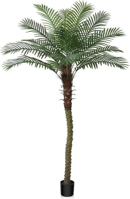 7Ft Artificial Sago Palm Tree Tall Fake Palm Plant with 12 Pcs Adjustable Leaves Tropical Decor Plastic Faux Tree in Pot Realistic Fake Plants for Home Indoor Office Patio Porch