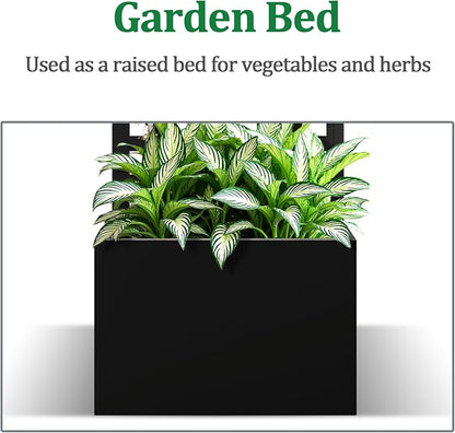 Metal Raised Garden Bed with Trellis, 2 in 1 Trellis with Planter Box & Privacy Screen for Climbing Plants, Vine, Outdoor Standing Flower Beds with Drainage Holes, 23.6" L x 11.8" W x 63" H, Black