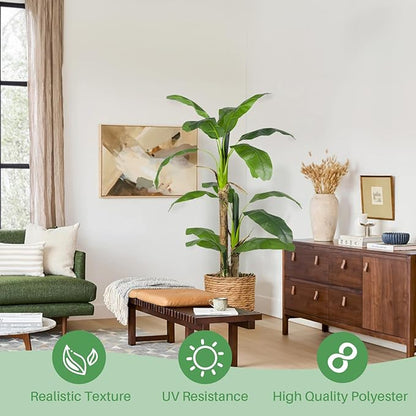 Artificial Banana Tree Faux Tall Plant Fake Banana Leaf Plant Banana Silk Tree Faux Banana Leaves for Home Swimming Pool Indoor Outdoor Patio Tropical Decor