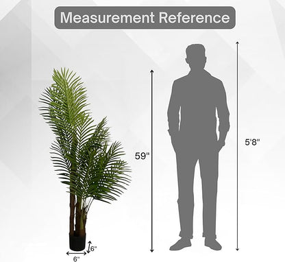 XBrand 59.1-Inches Artificial Palm Tree in Pot for Indoor Outdoor Home Office Store, Great Housewarming Gift