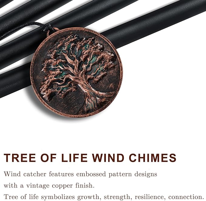 Wind Chimes for Outside, Vintage Tree of Life Deep Tone Wind Chime Outdoor Clearance, Memorial/Festivals/Birthday Gift for Mom Dad Women Grandma, Garden Porch Patio Decor (32" Tree of Life)