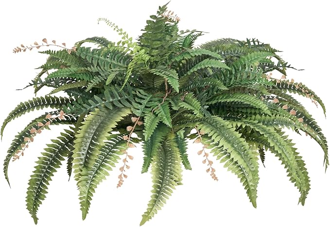 VEVOR Artificial Ferns, Natural Spread Diameter 41 Inch, Large Hanging Fake Boston Ferns, Sunlight Resistant Fake Plant Wall Decor with 80 Branches and Flowerpot, Faux Fern for Home Office Outdoor