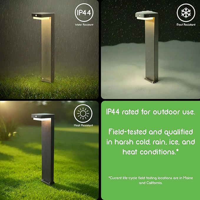 Solar Pathway Lights - Walkway Solar Lights for Outside - PIR Sensor & Two Lighting Modes - Rechargeable Battery Lasts Up To 55 Hours - 3000K - IP44 Weather Resistant - 4 Pack - 20.5" Height