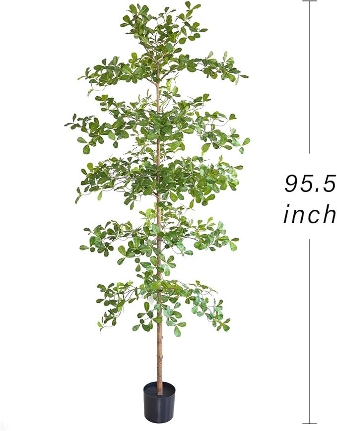 Artificial Black Olive Tree, 8FT Tall Big Leaf Faux Shady Lady Tree with Potted, Fake Olive Tree for Home Decor Indoor