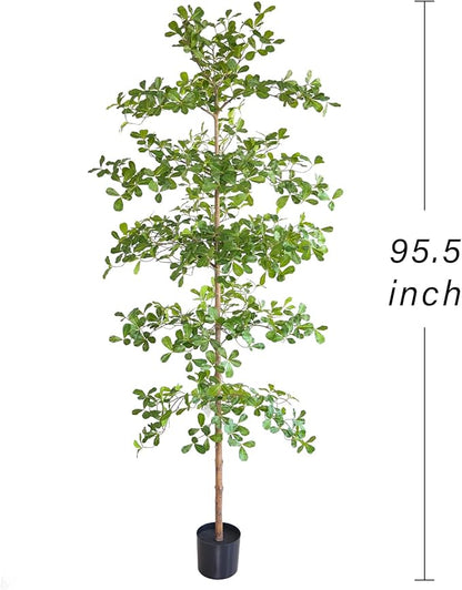 Artificial Black Olive Tree, 8FT Tall Big Leaf Faux Shady Lady Tree with Potted, Fake Olive Tree for Home Decor Indoor
