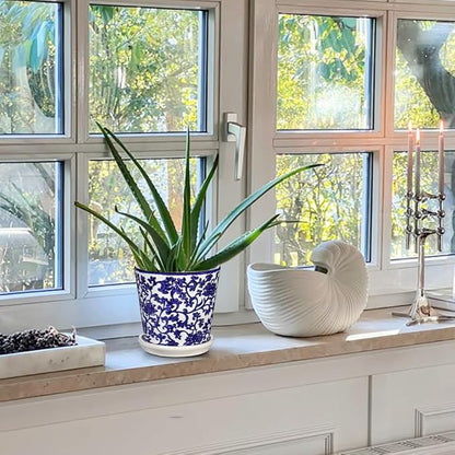 Hollyone 2PCS Blue and White Vase Flower Pot Porcelain Pots Vases Chinoiserie Vase Classic Ceramic Chinese Floral Pot Vases for Bedroom Living Room Console Table Accent Shelf Tabletop Home Decor