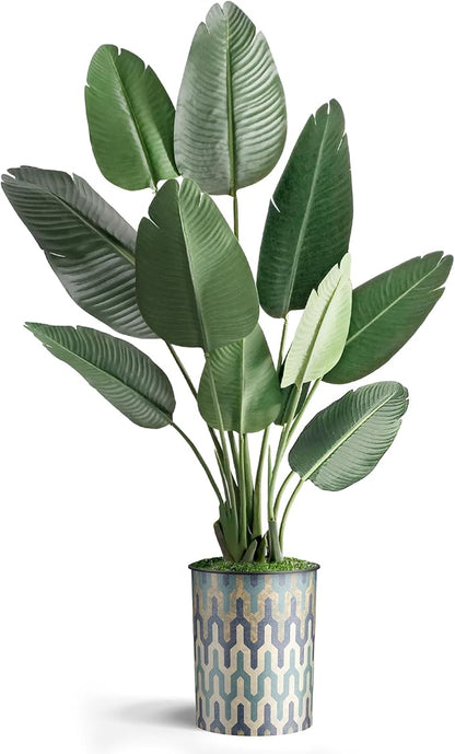 Artificial Tree in Modern Planter, Fake Bird of Paradise Silk Tree for Indoor and Outdoor Home Decoration - 58" Overall Tall (Plant Pot Plus Tree)