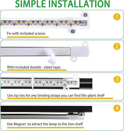 LED Plant Growing lamp, 3000K Full Spectrum Grow Light Strips for Indoor Plants with 3/9/12H Timer & 10 Dimmable Levels, Sunlike Grow Light for Green House Hydroponics Succulent