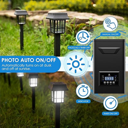 500W Low Voltage Landscape Transformer with Timer & Photocell for Landscape Lighting, 120V to 12V/15VAC Weatherproof, Stainless Steel, Smart Low Voltage Transformers for Outdoor Garden