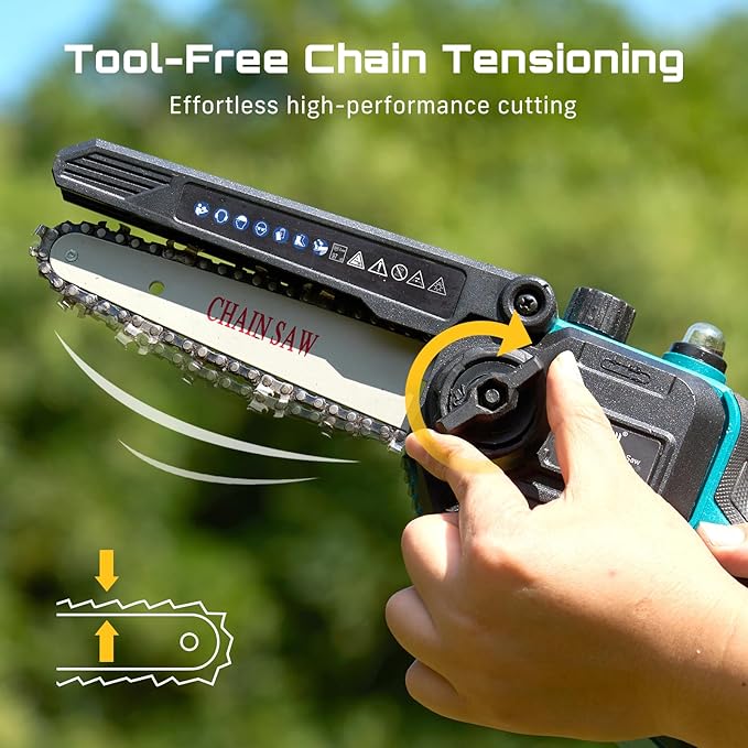 SEESII Cordless Pole Chainsaw, Hedge Trimmer, Pruning Shears, 4000mAh Battery Powered Extendable Garden Tool Kit for Outdoor Use, Electric Long Reach Saw, Hedge and Grass Trimmer, Pruner for Yard Care