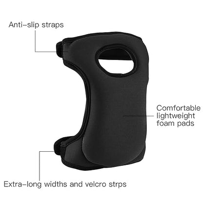 Gardening Knee Pads for Women Men Neoprene Adjustable Straps with Non-Slip Cap Comfortable Cushion for Yard Work Cleaning Flooring, Black