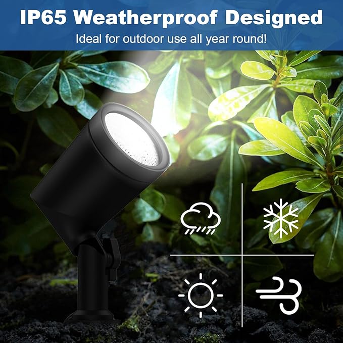 ZYAN Die-Cast Aluminum Landscape Spotlights, 6W 600LM 2700K Warm White, Low Voltage IP65 Waterproof Outdoor Landscape Lighting for Garden Yard Path, 8 Pack