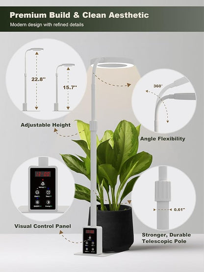 Professional LED Full Spectrum Grow Light for Indoor Plants, Hydroponic Growing System C038 (White, 8W)