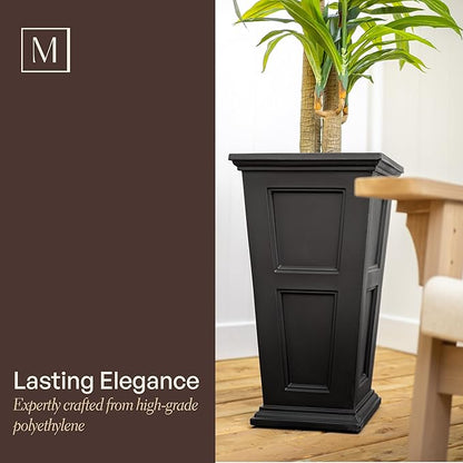 Mayne Fairview 28-Inch Self-Watering Tall Planter with Reversible Planter Insert, Classic Inset Panels, New England Architecture Design, UV & Weather Resistant, Indoor/Outdoor Use, White