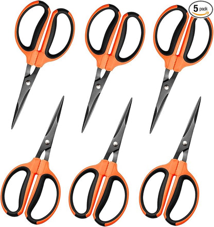 GROWNEER 6 Packs Trimming Scissors Teflon Coated Non Stick Blades Pruning Shears Gardening Hand Pruning Snips with Straight Stainless Steel Precision Blade