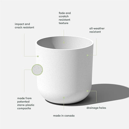 Veradek Round Lima Plastic Planter Pots for Indoor/Outdoor Garden Use, White, Suitable for Small to Large Succulent Plants, Flowers, Modern Interior Plants
