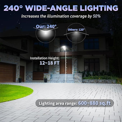 Solar Street Lights Outdoor,2 Pack Solar Lights Outdoor Waterproof Dusk to Dawn 60000LM 6500K Solar Flood Lights Motion Sensor with Remote Control, Commercial Area Lighting for Outside Parking Lot