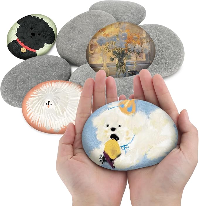 LANIAKEA 20 Pcs River Rocks for Painting, 3-5 Inch River Rocks Caft Rocks for Arts Multi-Color Painting Rocks for Kids Project, Crafts and Home Decoration