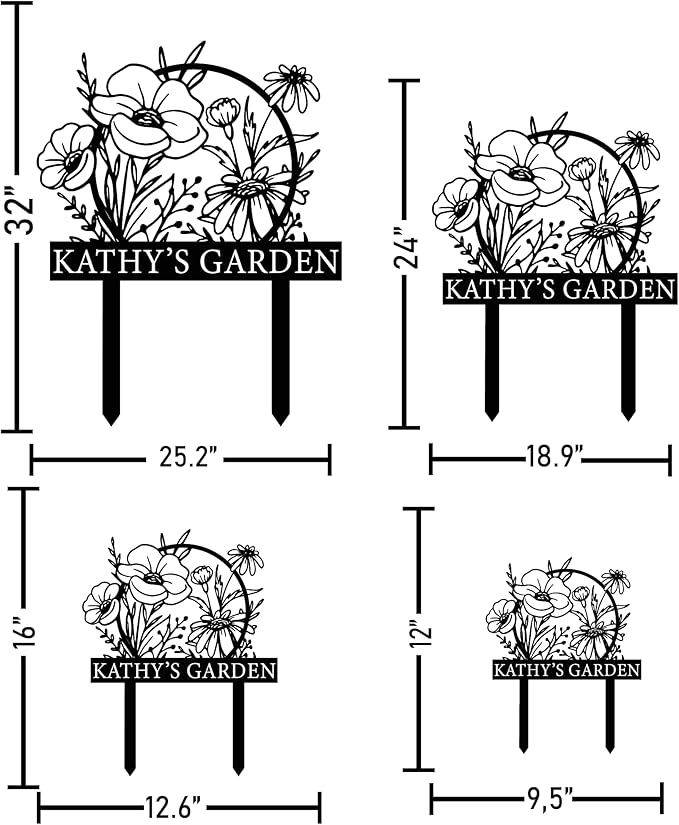 Personalized Metal Garden Sign with Stake, Custom Garden Decor for Outdoor, Custom Family Name Sign, Patio Decorations, Lawn Art, Farmhouse Decorative, Housewarming Gift (CstmDesign12)