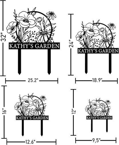 Personalized Metal Garden Sign with Stake, Custom Garden Decor for Outdoor, Custom Family Name Sign, Patio Decorations, Lawn Art, Farmhouse Decorative, Housewarming Gift (CstmDesign12)