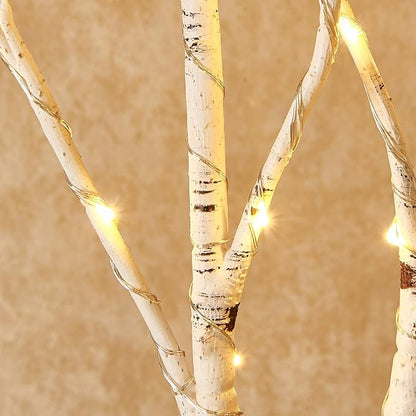 Hairui Lighted Artificial Twig Birch Tree Branch with Fairy Lights 32in 150 LED Plug in Lighted Willow Branch for Christmas Wedding Party Decoration 2 Sets (Vase Excluded)