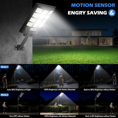 Brightever 4-Pack Solar Street Light Outdoor Waterproof, Motion Sensor Solar Powered Light, Dusk to Dawn LED Solar Parking Lot Flood Light for Outside, Yard, Garden, Path