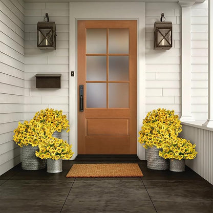 12 Bundles Artificial Flowers for Outdoor, UV Resistant Fake Pansy Flowers, Silk Faux Fowers for Outdoor Planters Home Garden Office Patio Front (12,Yellow)
