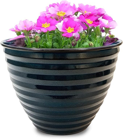 Headwind Avondale Collection Ironstone Decorative Planter - 12 Inch Midnight Sapphire Blue Finish, Lightweight, Durable, Rust-Resistant, Weatherproof, Indoor & Outdoor Use by Robert Allen