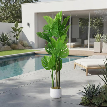 3.6FT Artificial Monstera Plant - Realistic Fake Tropical Palm Tree for Home Decor - Large Faux Monstera Deliciosa with Bendable Stems - Indoor Outdoor UV Resistant