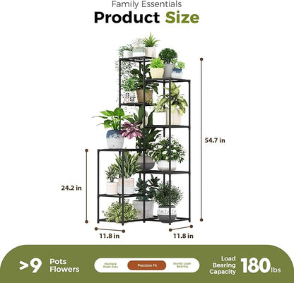 Bamworld Plant Stand Indoor Outdoor Corner Plant Shelf 54.7" Tall Plant Table Metal Large Plant Holder for Multiple Plants Patio Balcony Garden Office Home Decor