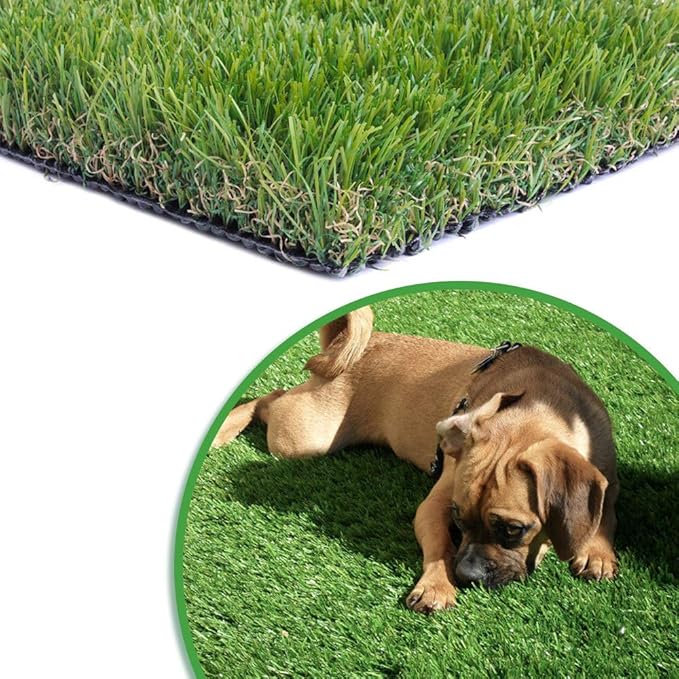 Artificial Grass Turf 10FTX15FT,1,38inch 4 Tone Realistic Synthetic Thick Fake Faux Grass Rug Astroturf Carpet Landscape for Dogs Indoor Outdoor Garden Lawn Mat, with Drainage Holes