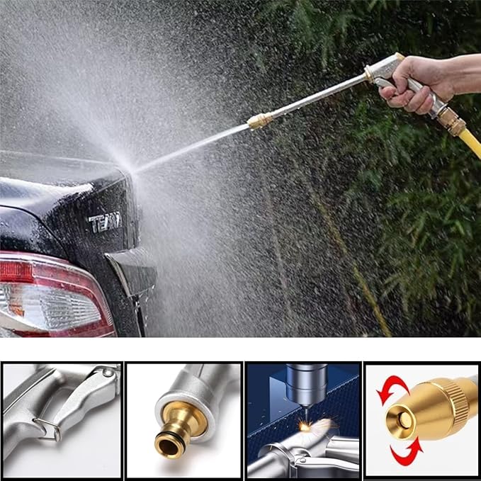 Garden Hose Nozzle,Hose Sprayer Nozzle Metal Spray Nozzles for Garden Hose Gun Heavy Duty Hand Sprayer with 3/4”GHT Thread Brass Hose Quick Connect Fitting, for Lawn,Washing Cars,Pets Shower