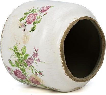 Ceramic Pot for Plant,Crackle Glaze Vintage Plant Pots with Drainage Hole,5.51inch Corrugated Surface Planter for Indoor (Pink)
